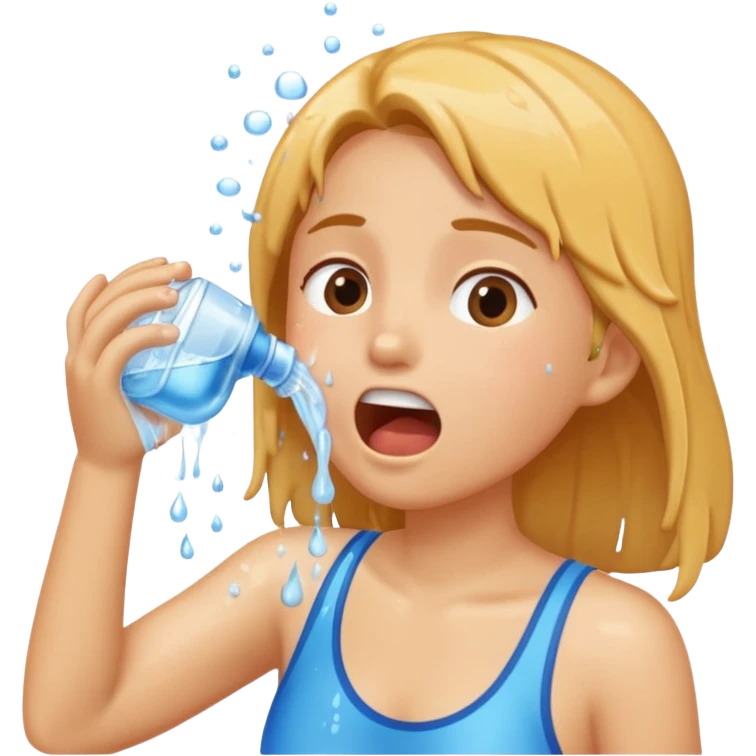 person rinsing mouth with water, water splashing emoji