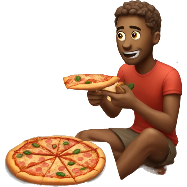 Guy eating pizza in the desert  emoji