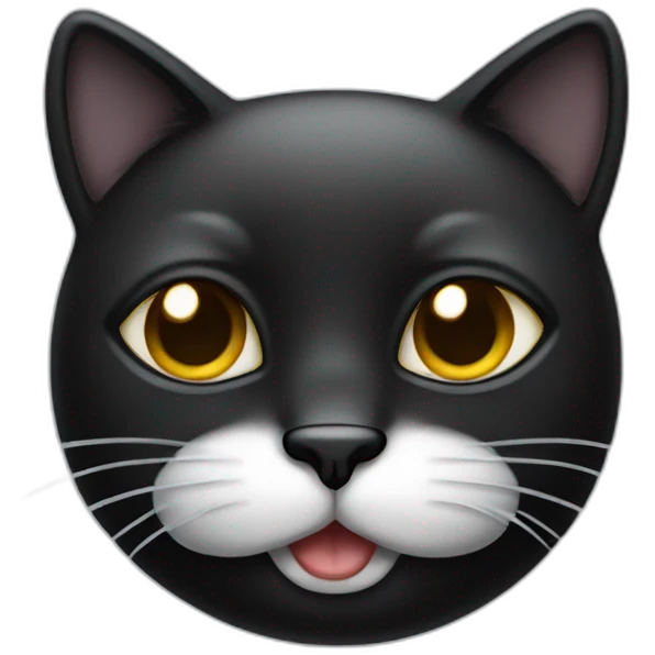 black-cat-white-small-mustache-face emoji