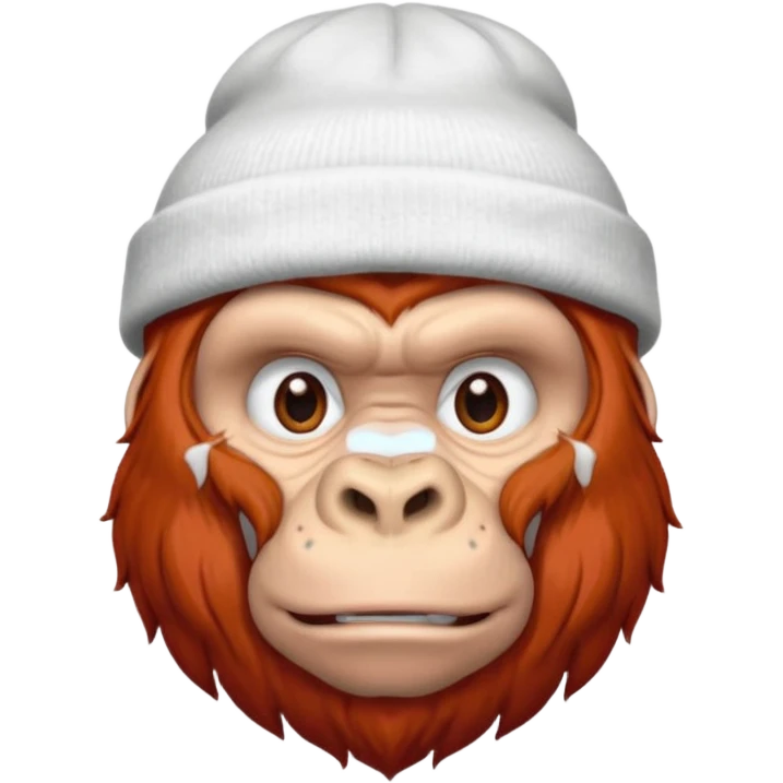 red haired gorilla head with white beanie, no text emoji