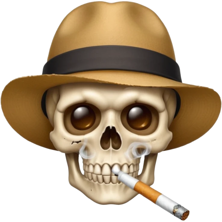 Skull , hat , cigarette  emoji