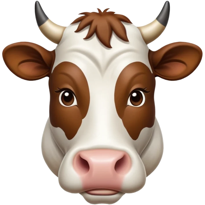 cinematic-noble-brown-and-white-cow-portrait-emoji,-poised-and-regal,-with-a-large,-sturdy-build-and-a-beautifully-patterned-hide-of-rich-brown-accented-by-crisp-white-patches,-deep-set-soulful-brown-eyes,-simplified-yet-sharp-and-sophisticated emoji