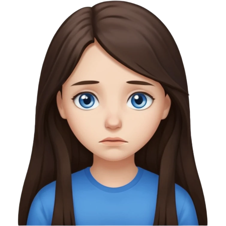 sad brunette long hair blue eyed girl  emoji