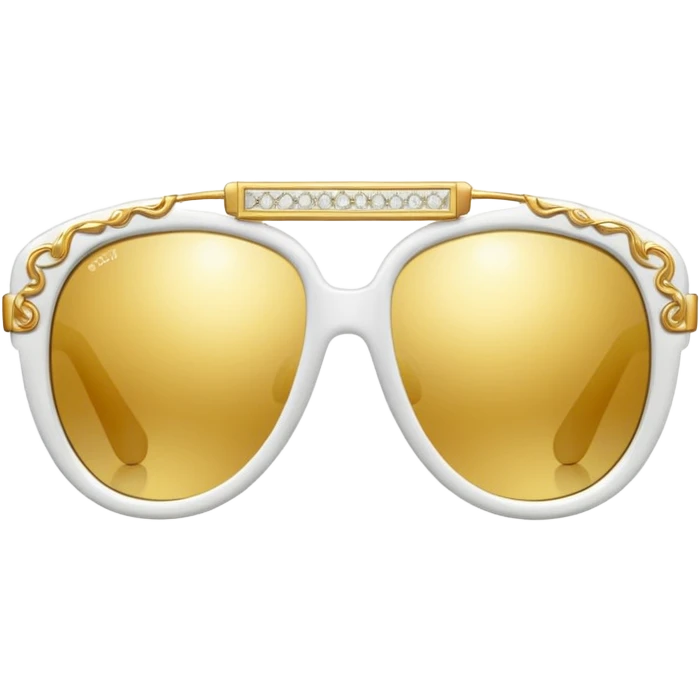 Huge white sunglasses with golden decoration emoji