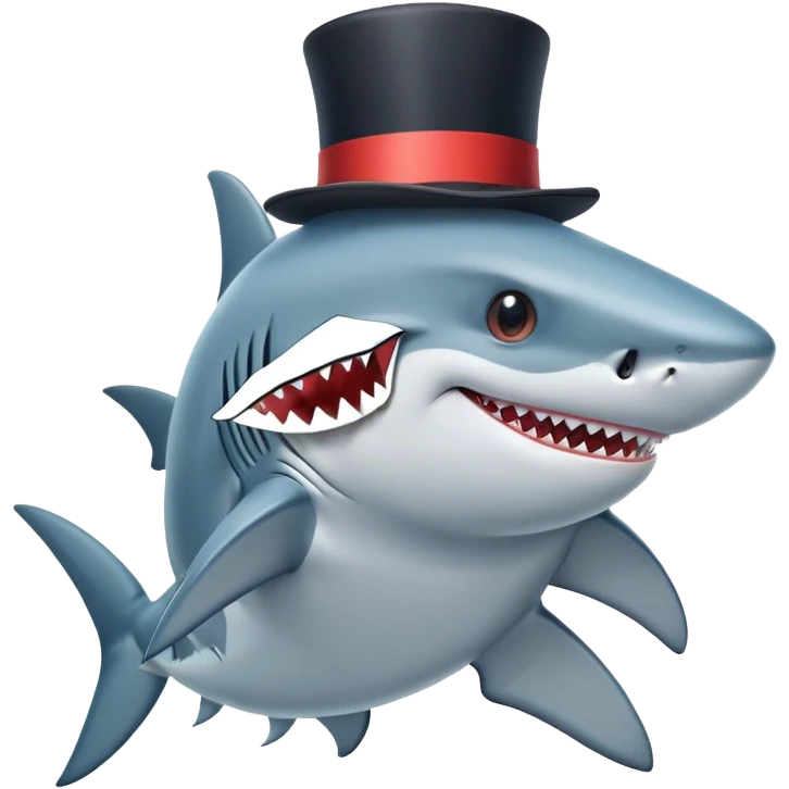 Shark with a top hat emoji