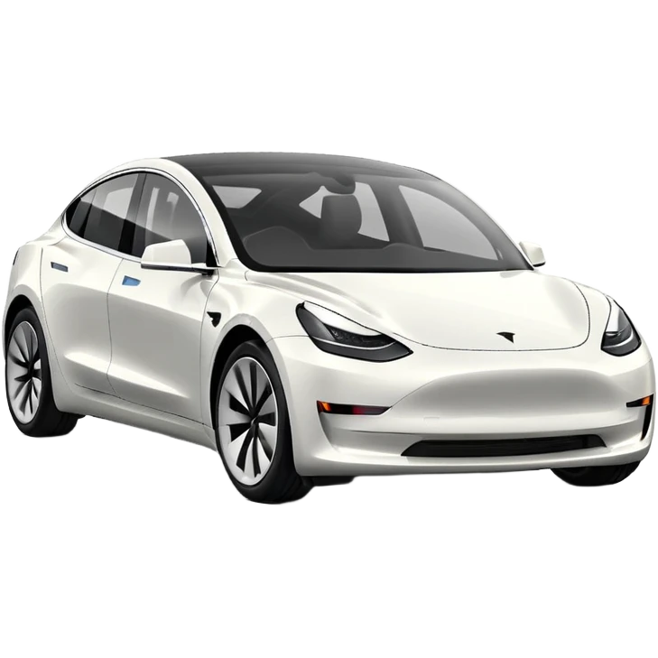 Tesla model 3 white. Icon. In a hurry  emoji