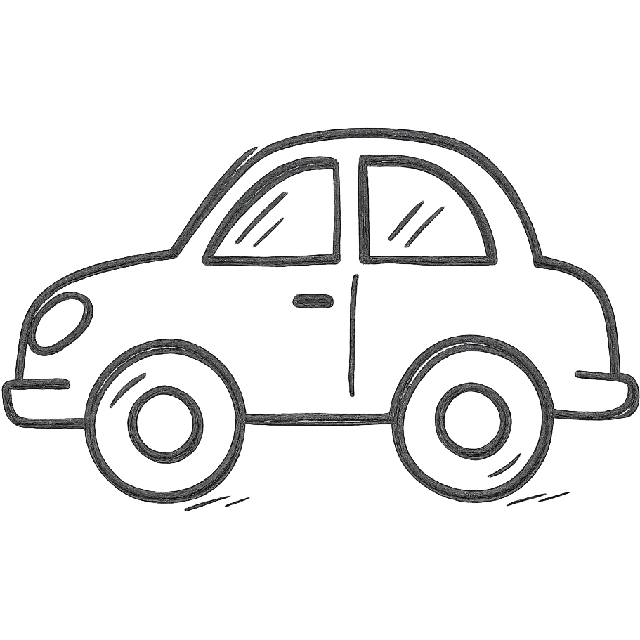 red car, hand drawn icon style, sketchy lines, no fill emoji