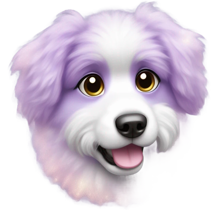 Kawaii cute gorgeous dog colorful sparkly bright light pastel lilac-pink-white-gradient fantasy ethereal fluffy fursona animal creature emoji