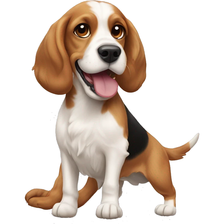 A cocker spaniel and a beagle play catch emoji