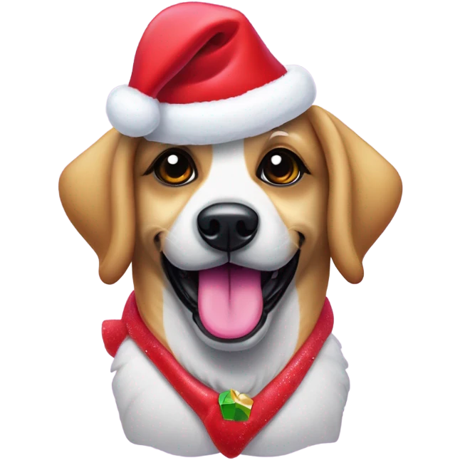 Lisa frank Christmas dog with Santa hat emoji