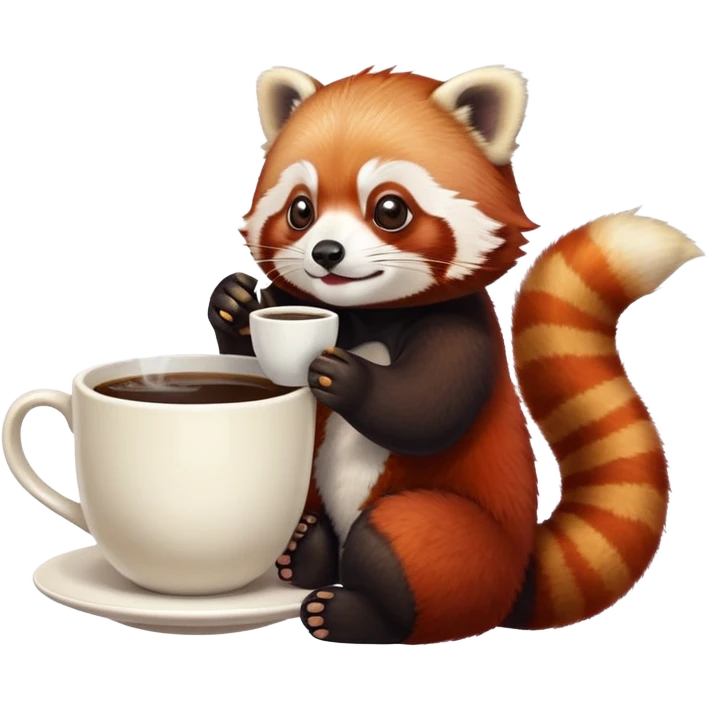 Red panda drinking a cup of coffee emoji