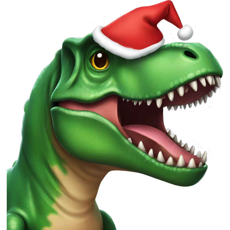 T-rex wearing Christmas hat emoji