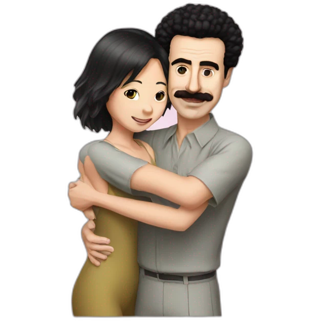borat hugs chinese girl emoji