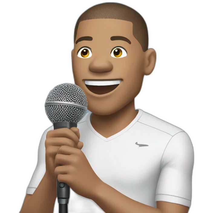 kylian mbappé singing a song into a microphone emoji