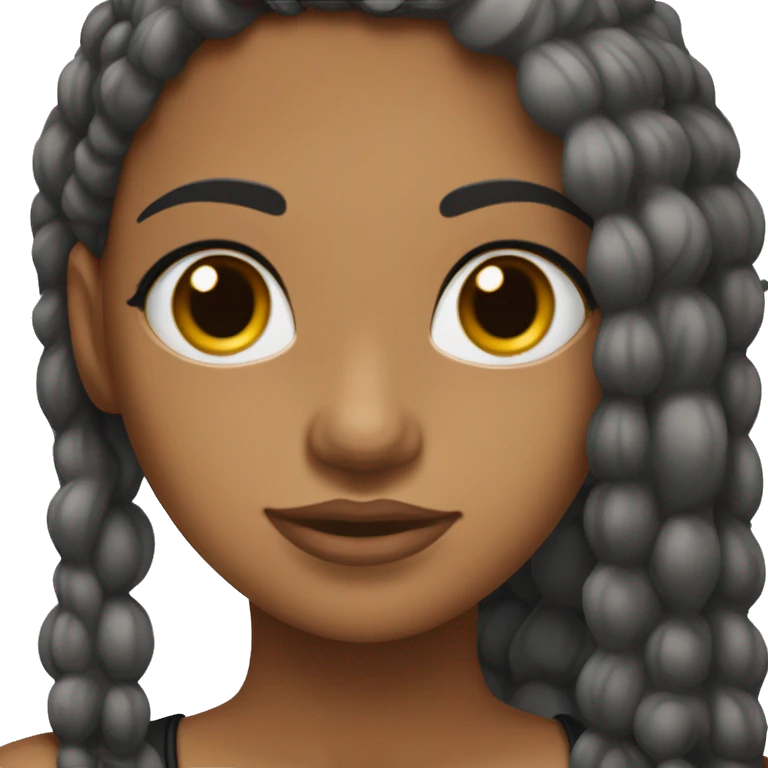chica blanca de pelo negro por debajo de los hombros con frente amplia y ojos negros emoji