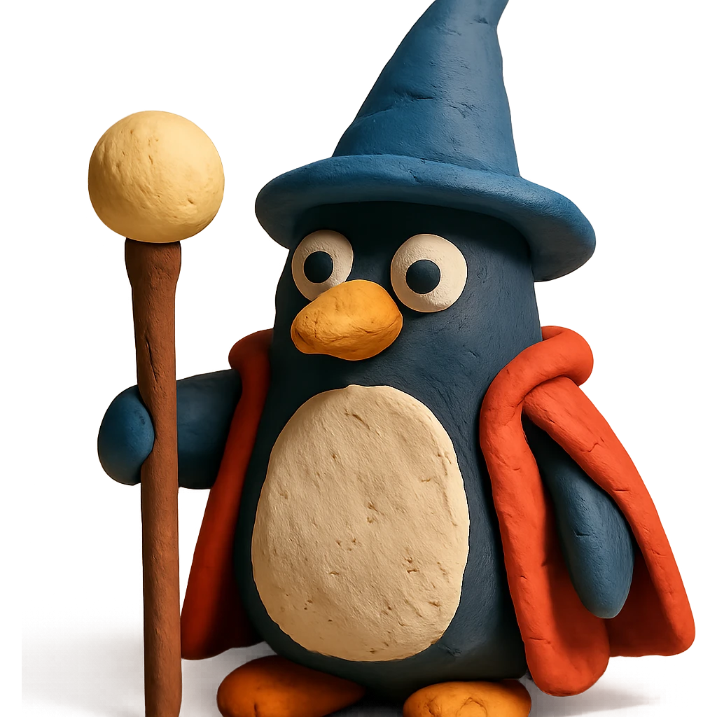 claymation style penguin wizard emoji