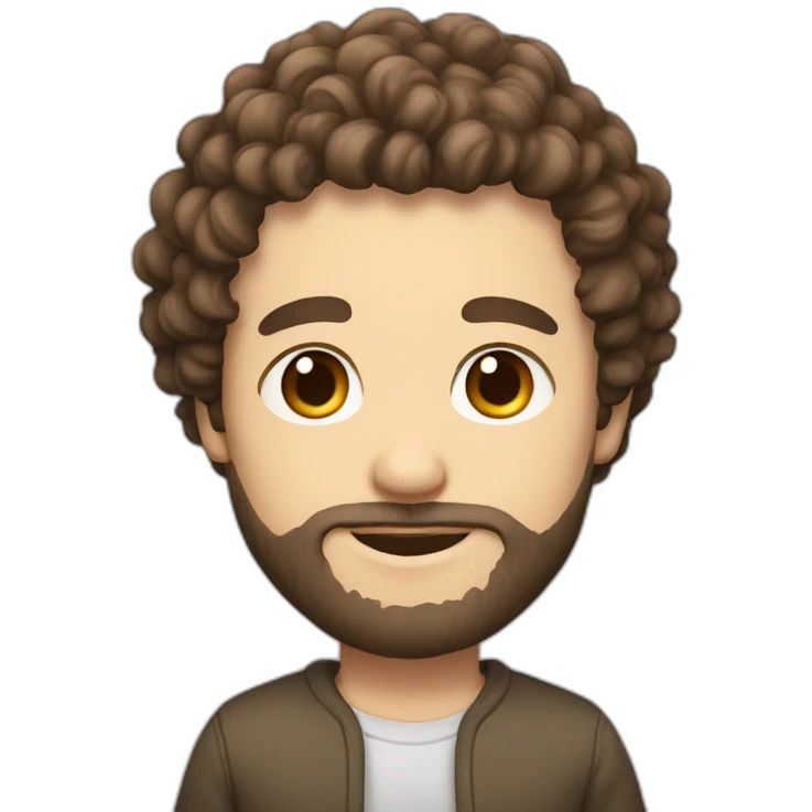 A white curly brown hair with a Japanese man with a little beard emoji