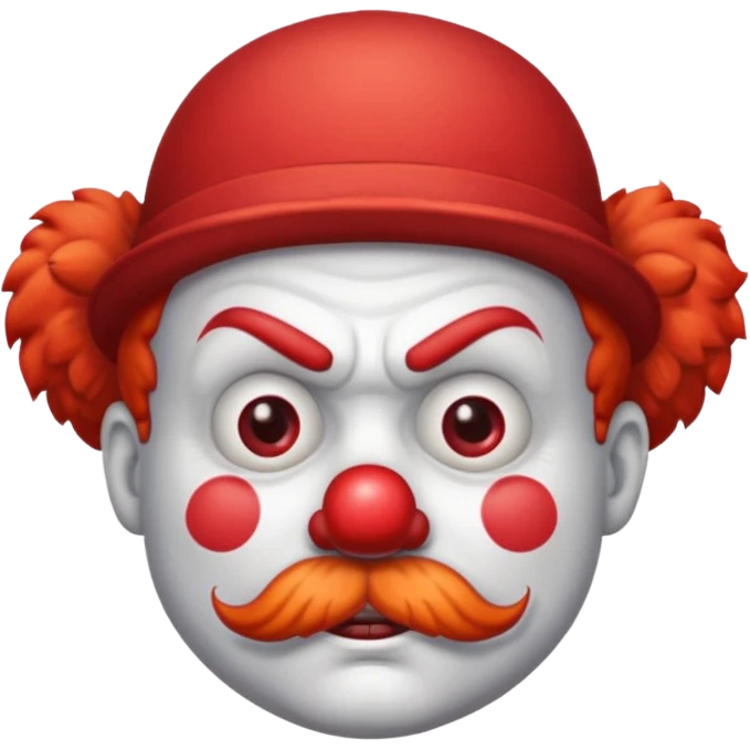 Angry clown — furrowed brow, mustache, tiny hat. emoji