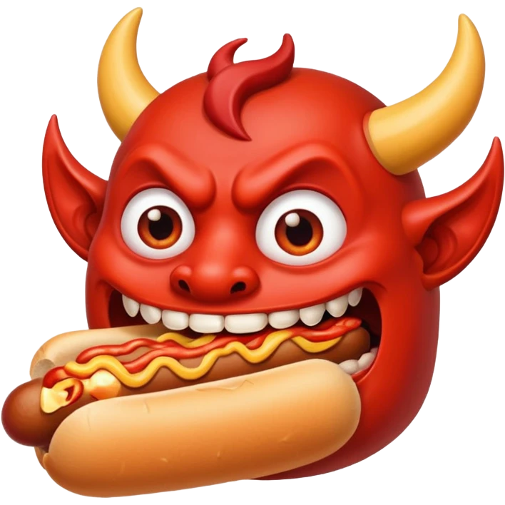 devil eating a hotdog emoji