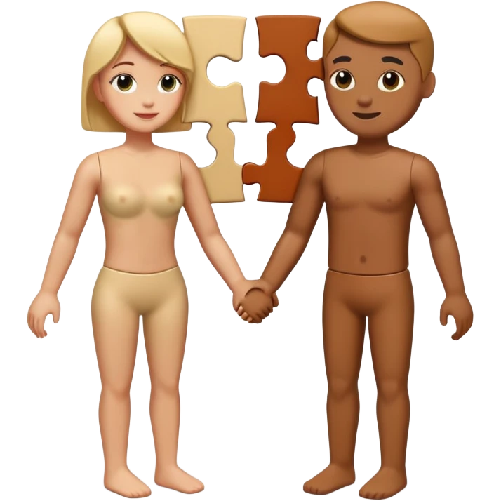 Two people with puzzle piece bodies that fit perfectly together, representing compatible personalities emoji