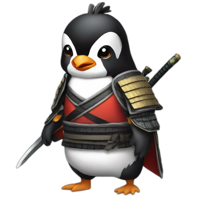 Samurai penguin emoji