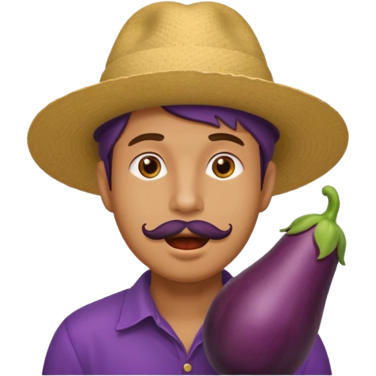 Man with eggplant in mouth emoji