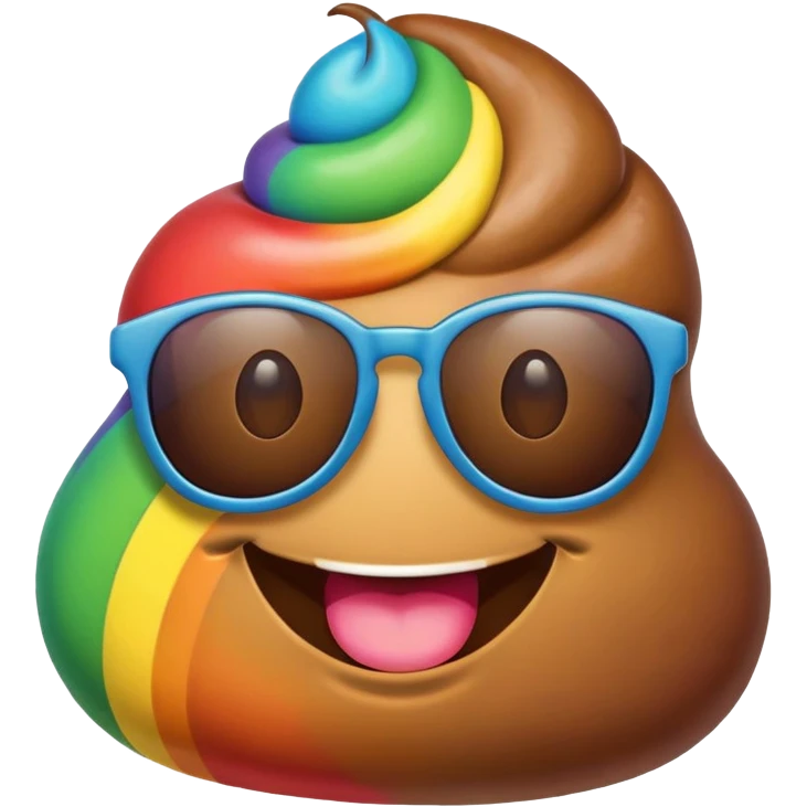 rainbow poop emoji with sunglasses emoji