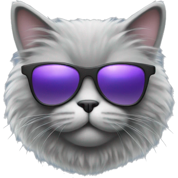 grey fluffy cat head with sunglasses on top  emoji