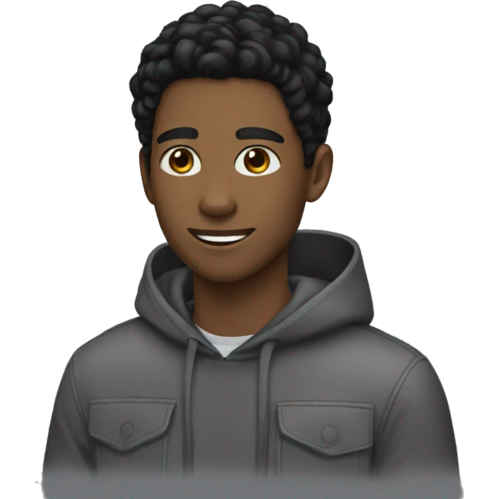 Curtend black hair teen white male emoji