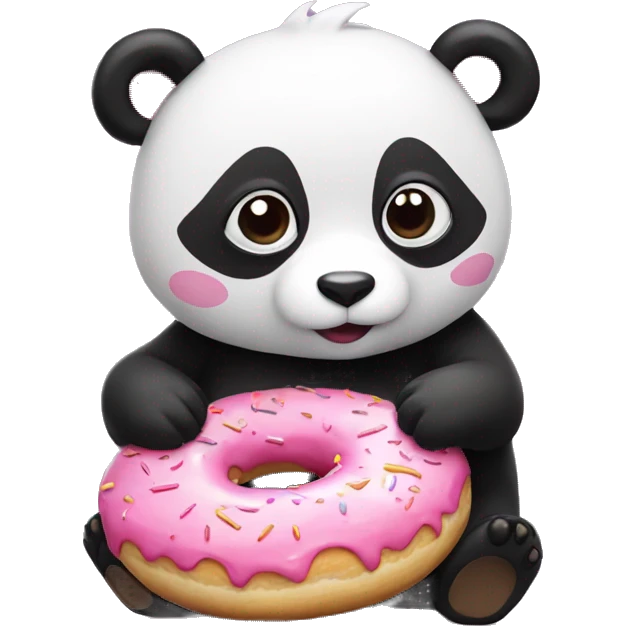 pink panda eating donuts emoji