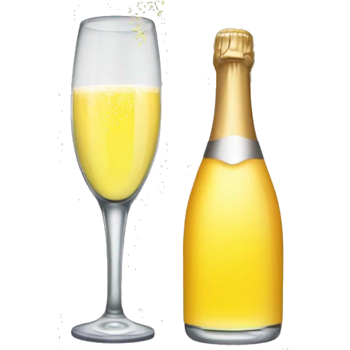 Mimosa in glass with champagne bottle emoji