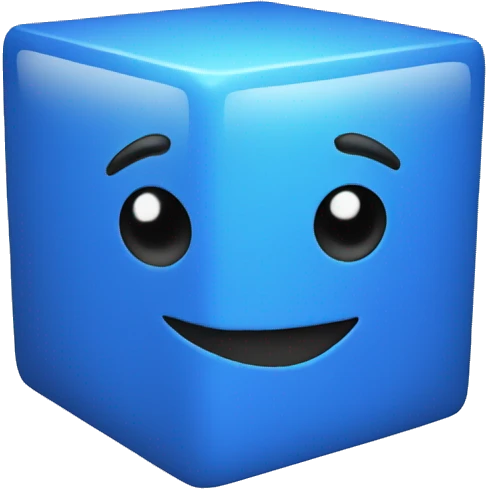 A blue cube with face emoji