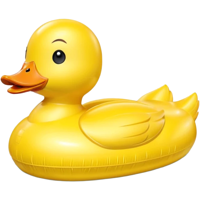 duck-shaped inflatable pool float floating on water, bright yellow rubber duck design, glossy plastic texture, gentle water ripples, summer pool vibe, 3D cartoon style, mobile game icon style, clean composition, no people, no text, no watermark

 emoji