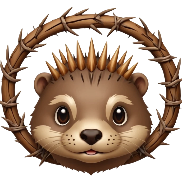 really cute confused otter face with wood christian spiky asymmetric Crown of thorns emoji