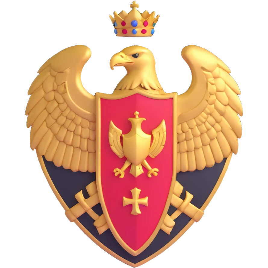 Golden eagle shield with Bellona crest, armored emoji