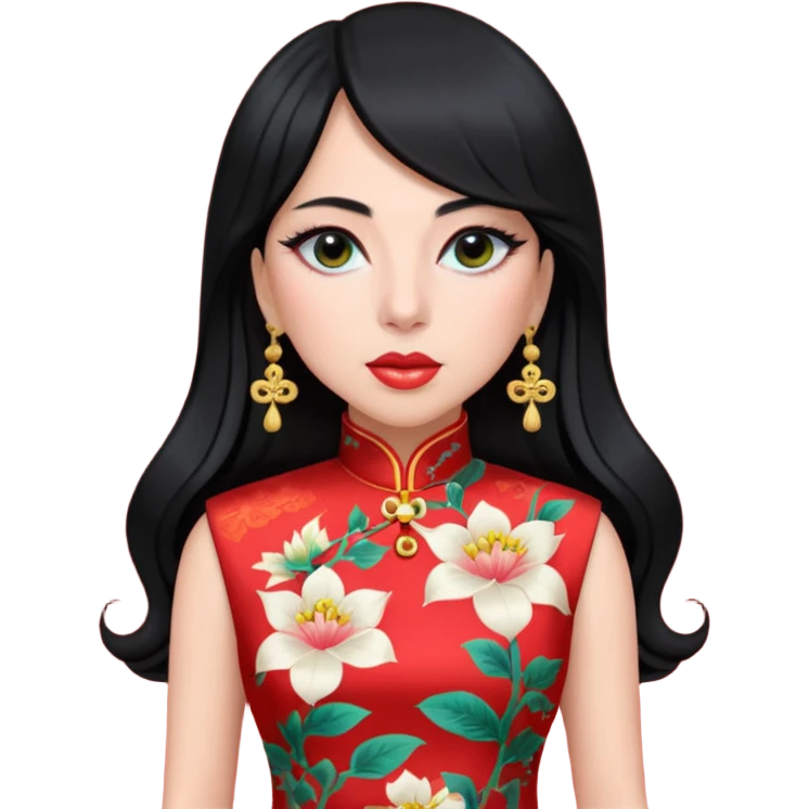 Lady Gaga, wearing cheongsam emoji