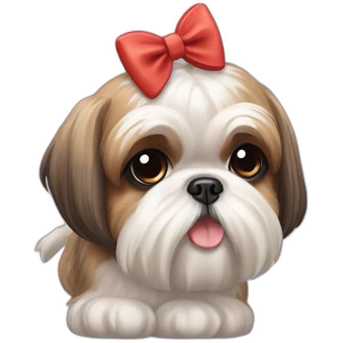 Dog Shih Tzu with a bow on head full-body emoji