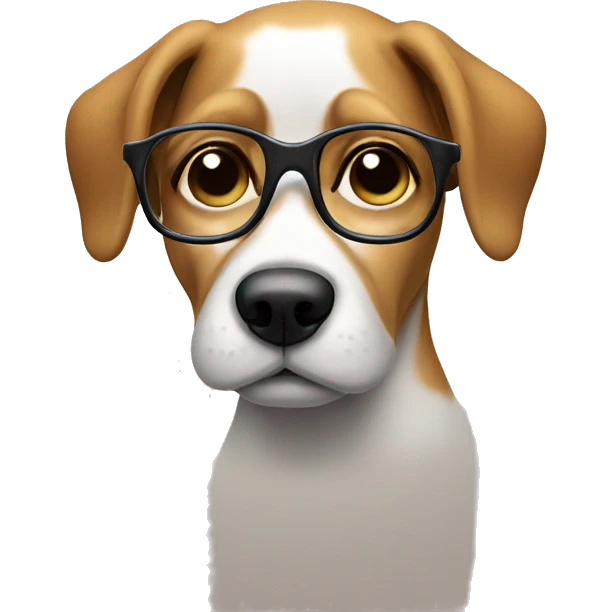 sad thinking dog, with glasses emoji