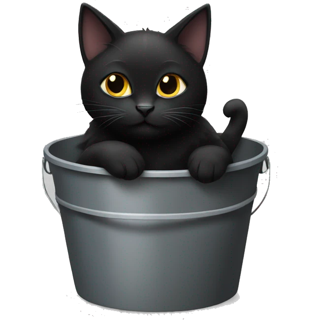 Black cat sitting on a bucket emoji