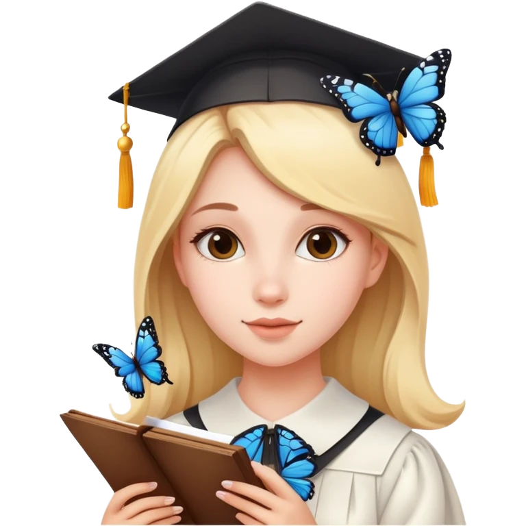  butterflies and diploma  emoji