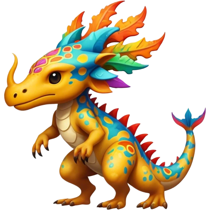 a colorful edgy vernid-fionbri-creature with splash patterns full body emoji