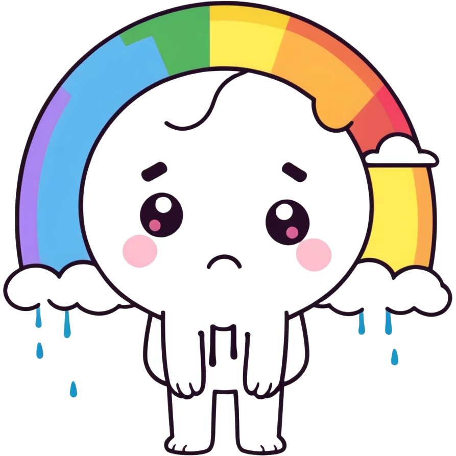 White man staring puking rainbows with glittery teary eyes emoji