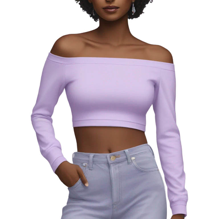 Lilac off shoulder Long sleeve croon top, isolated emoji