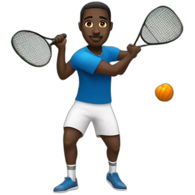 Black man playing squash emoji