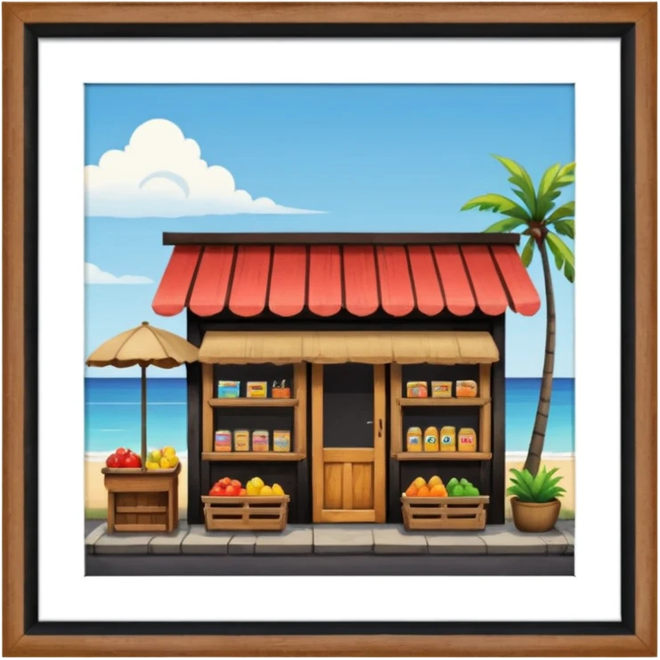 small indonesian roadside shop, front facing emoji