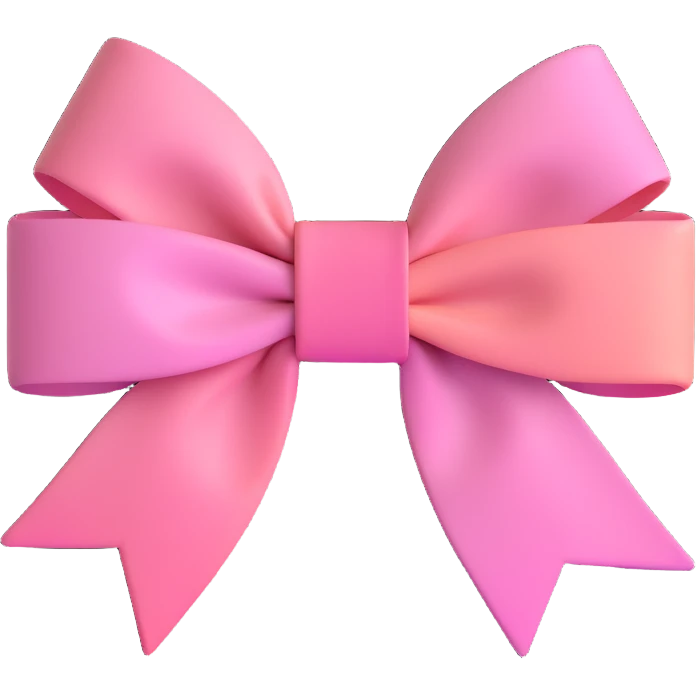 emoji style pink bow with gothic effect, pastel pink to black gradient,, remove background emoji