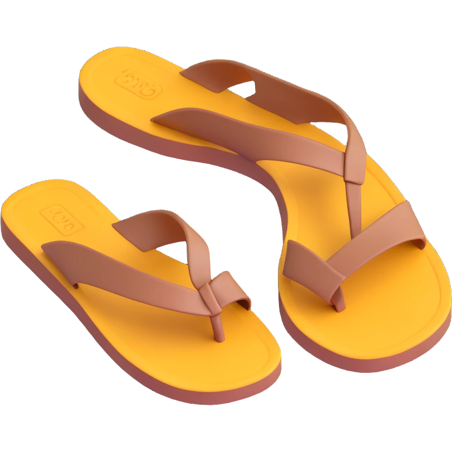 Thick sandal sole with minimal detail, 3D iPhone emoji style, matching the angle of the reference image, viewed from the bottom. emoji