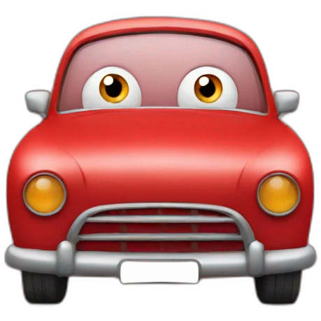 a red car and a surprised man emoji