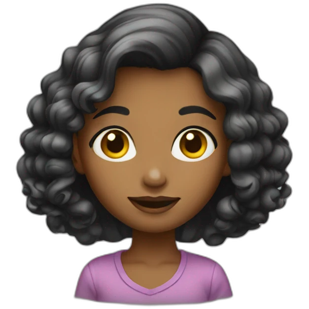 young girl-with Hair curled  black emoji