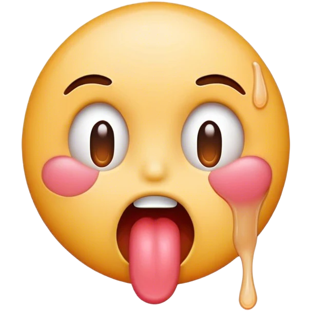tongue out emoji blushing with glue dripping off tongue  emoji